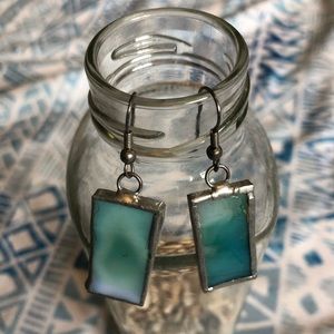 stained glass vintage dangle earrings